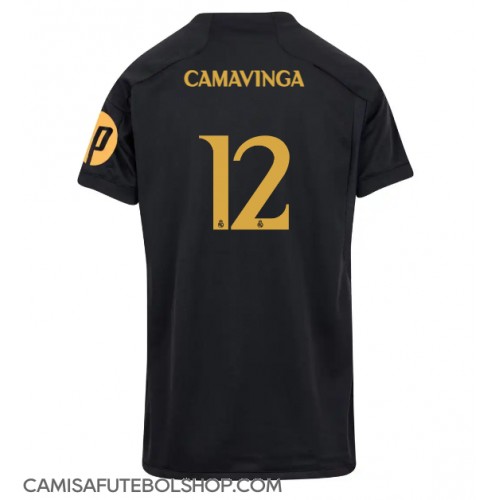 Camisa de time de futebol Real Madrid Eduardo Camavinga #12 Replicas 3º Equipamento Feminina 2023-24 Manga Curta